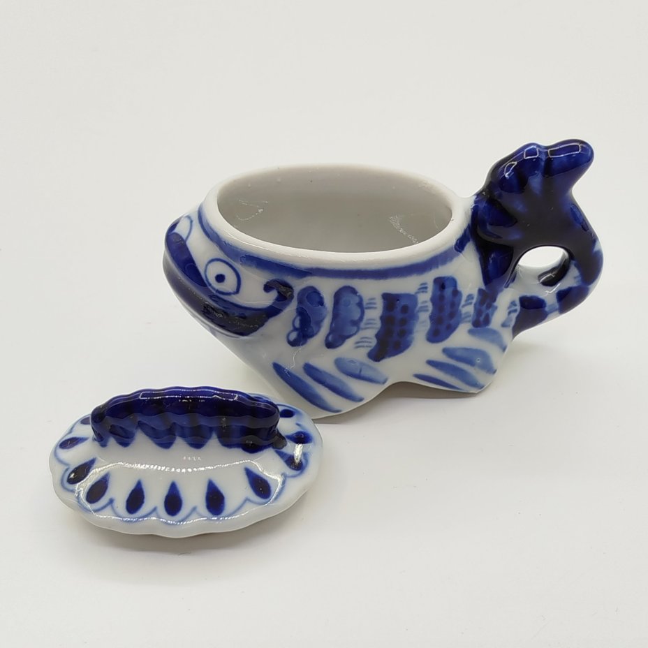 Икорница миниатюрная "Рыба-кит", Объединение «Гжель»