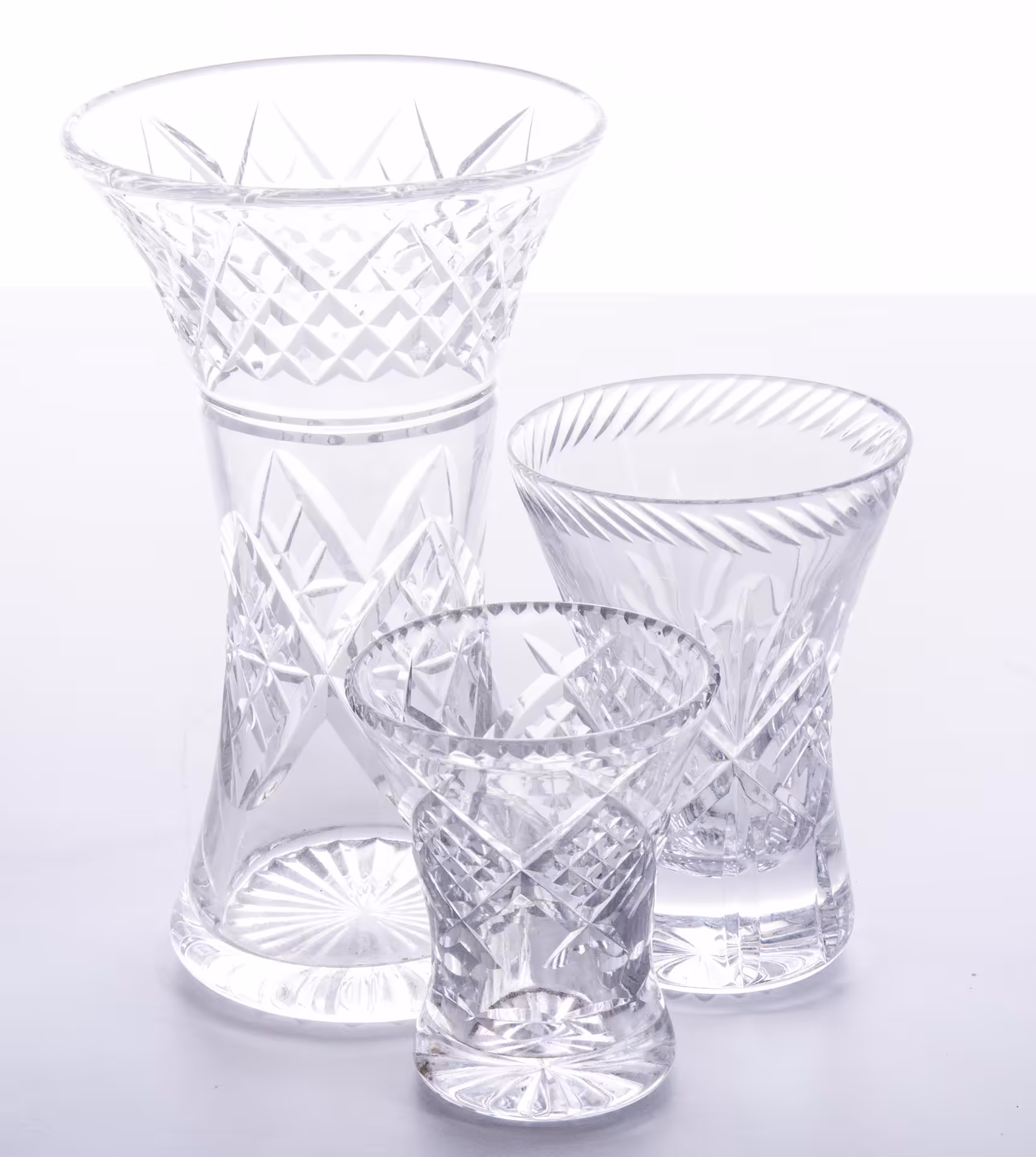 Набор из трёх ваз, хрусталь, алмазная грань, СССР, 1970-1990 гг.