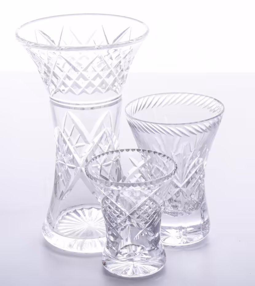 Набор из трёх ваз, хрусталь, алмазная грань, СССР, 1970-1990 гг.
