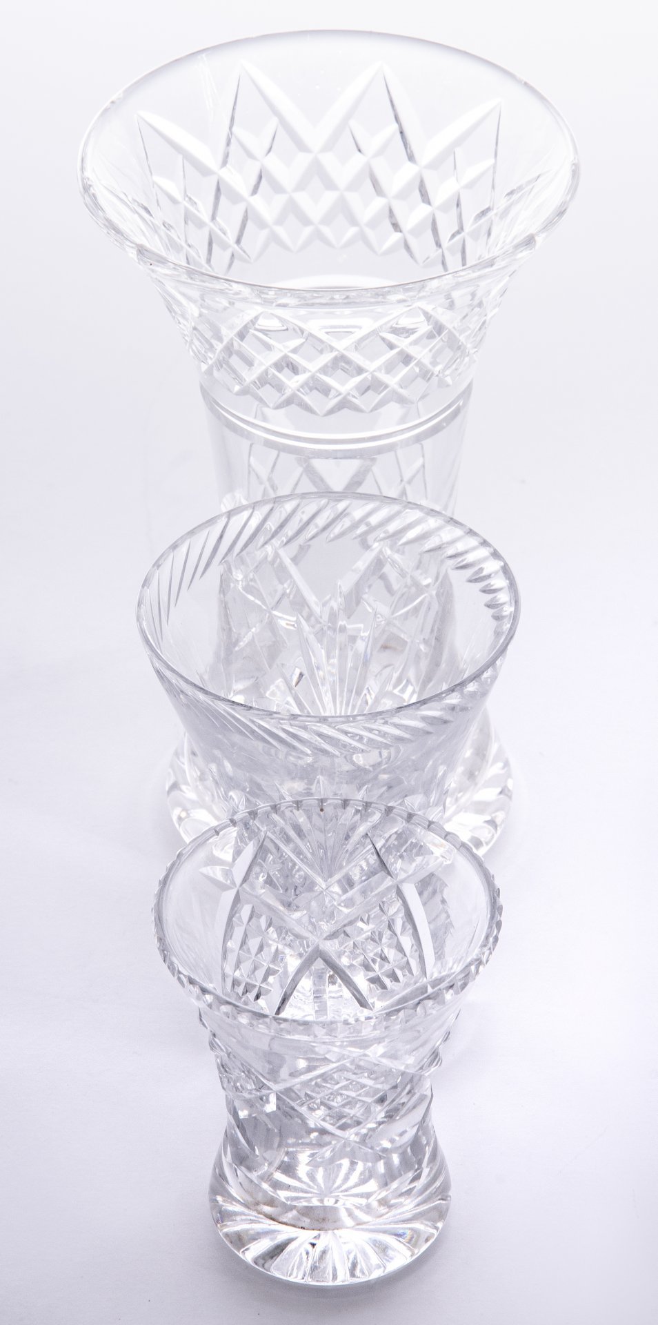 Набор из трёх ваз, хрусталь, алмазная грань, СССР, 1970-1990 гг.