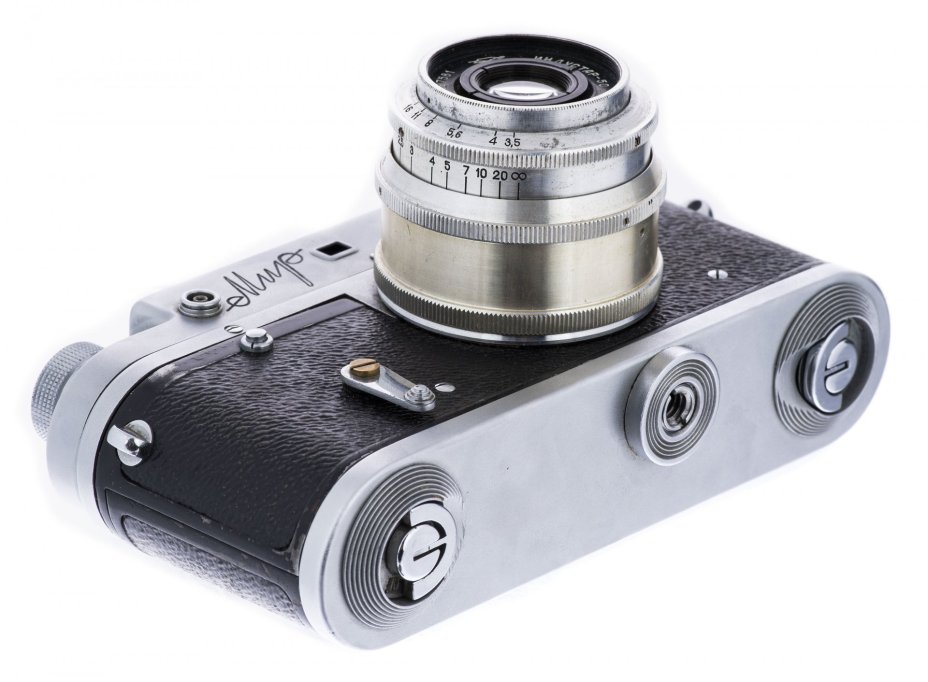 Фотоаппарат "Мир" с объективом "Индустар-50" в родном кофре, алюминиевый сплав, Красногорский механический завод ("КМЗ"), СССР, 1959-1961 гг.