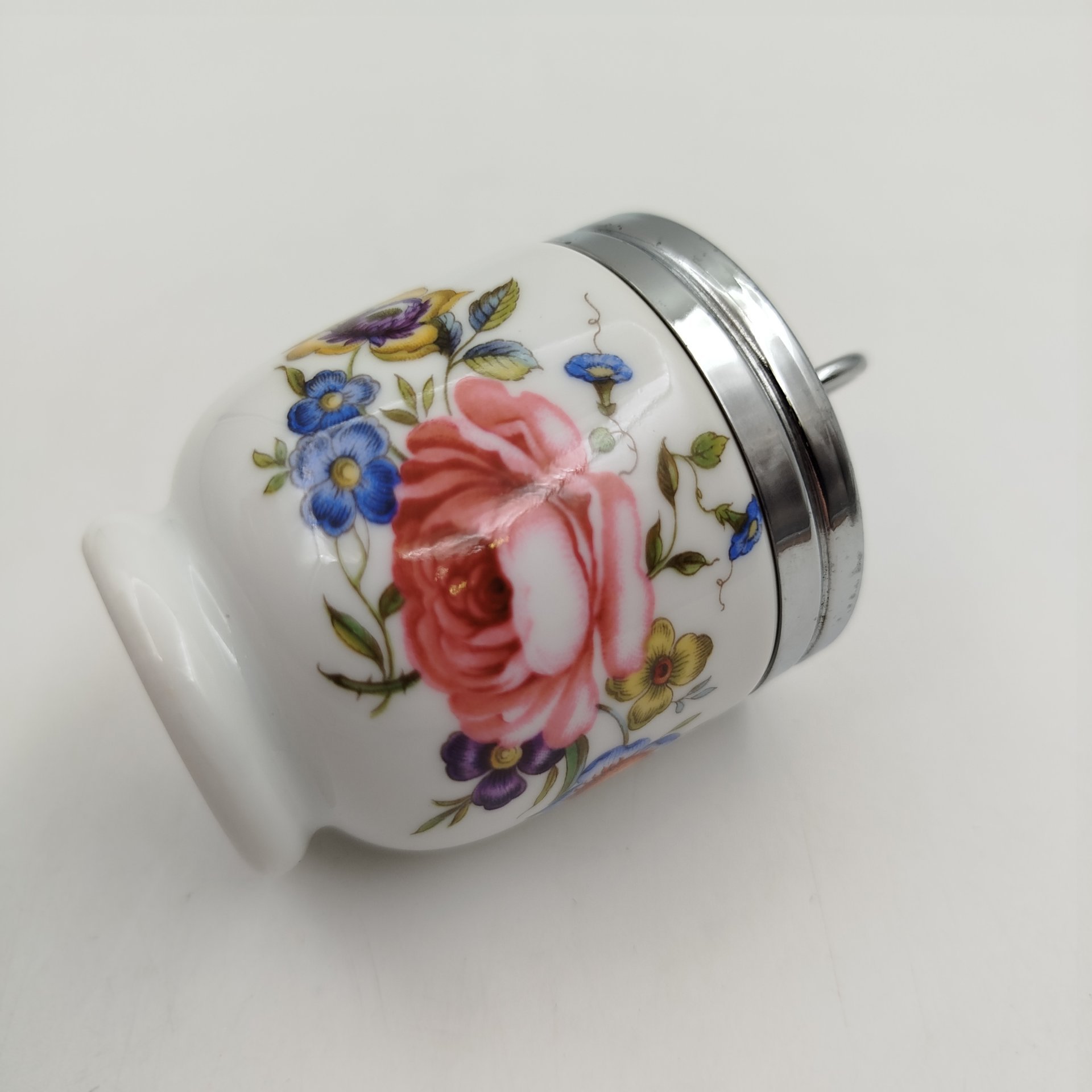 Кодлер с цветочным декором, фарфор, деколь, металл, Royal Worcester, Royal Worcester