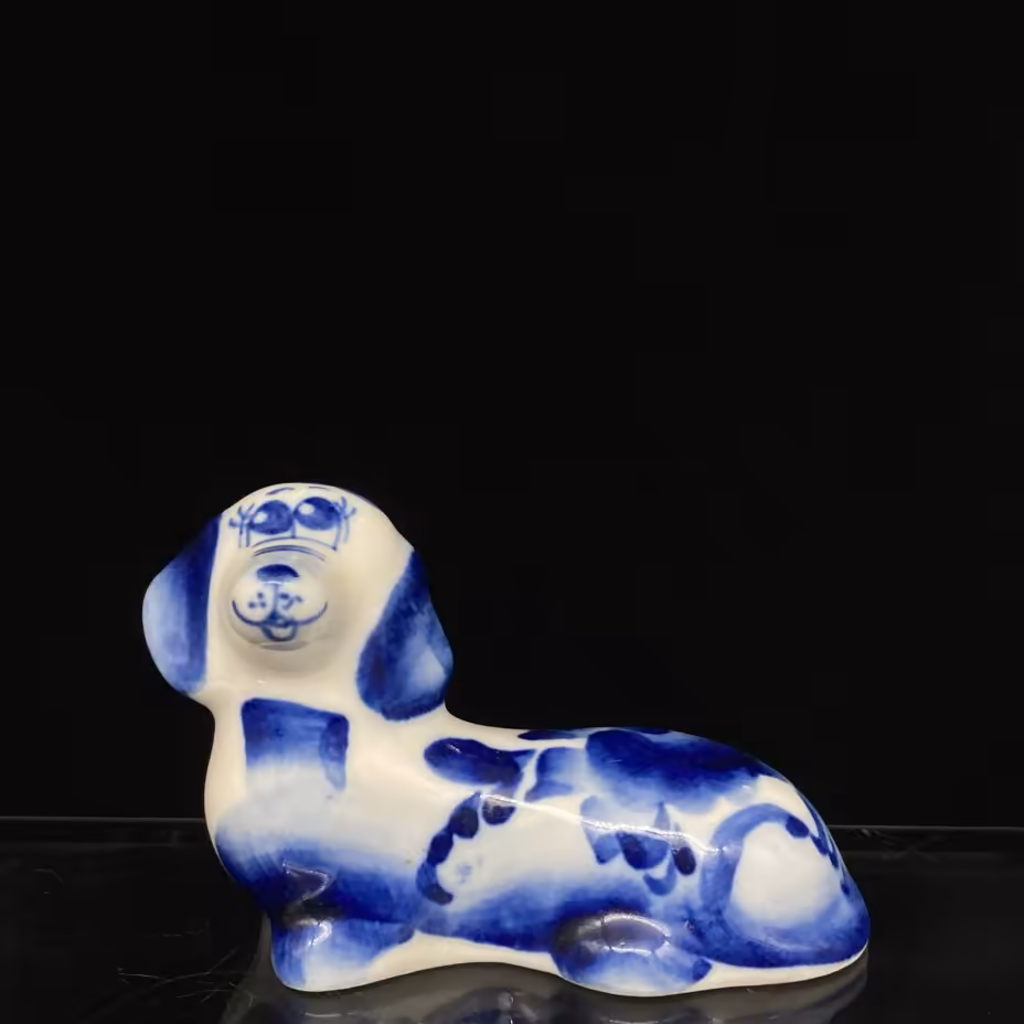Статуэтка "Собака", керамика, Гжельский керамический завод, Россия, 1990-2010 гг., Гжельский керамический завод