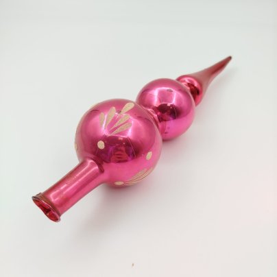 Навершие на ёлку (макушка) малинового оттенка, стекло, краска, СССР, 1960-1990 гг.