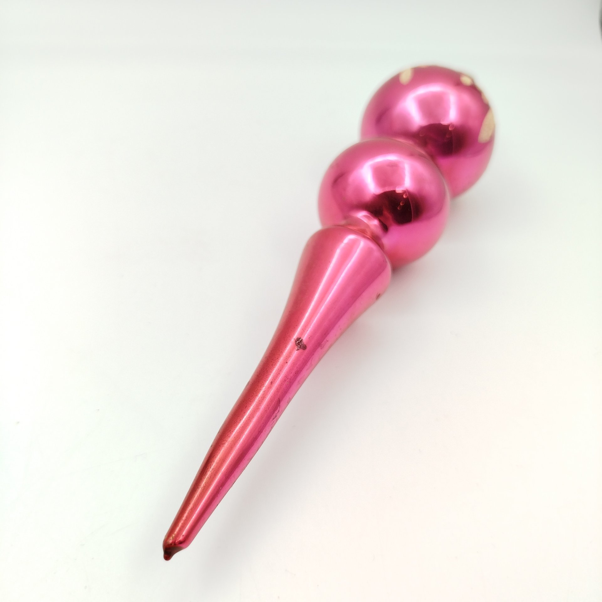 Навершие на ёлку (макушка) малинового оттенка, стекло, краска, СССР, 1960-1990 гг.