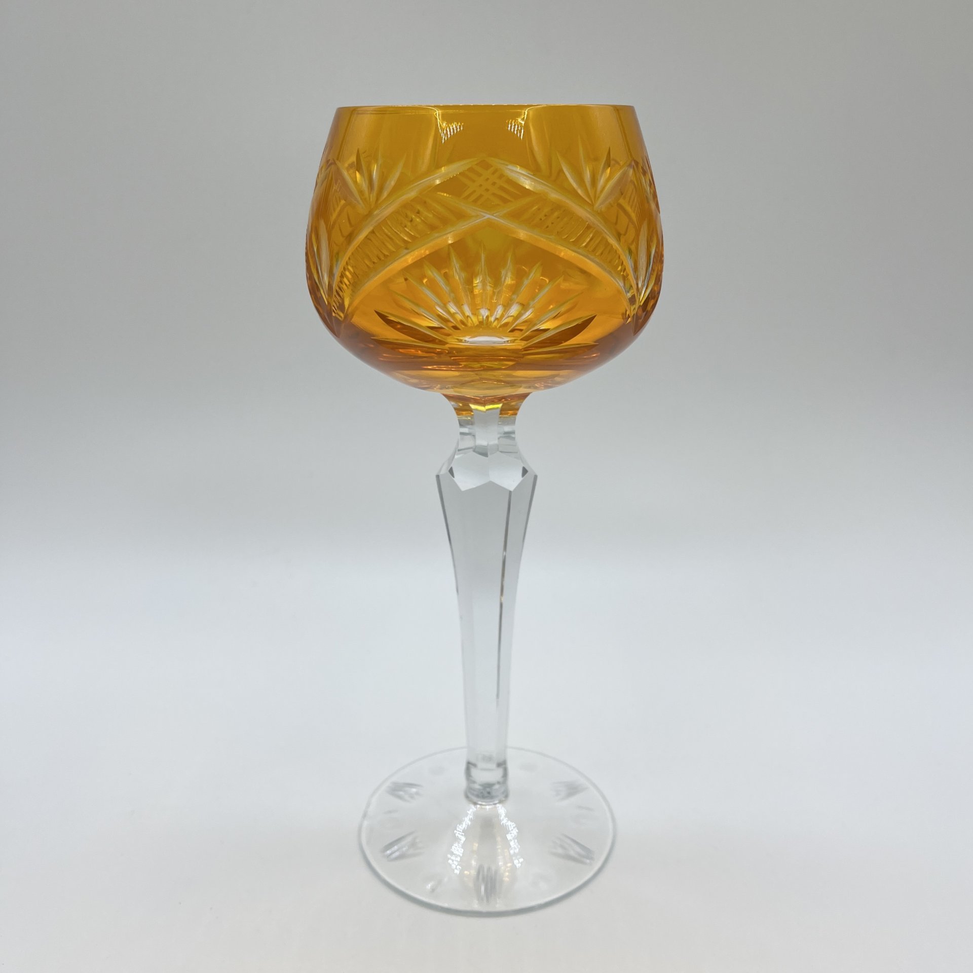 Бокал янтарного оттенка, хрусталь, алмазная грань, Германия, 1960-1990 гг.