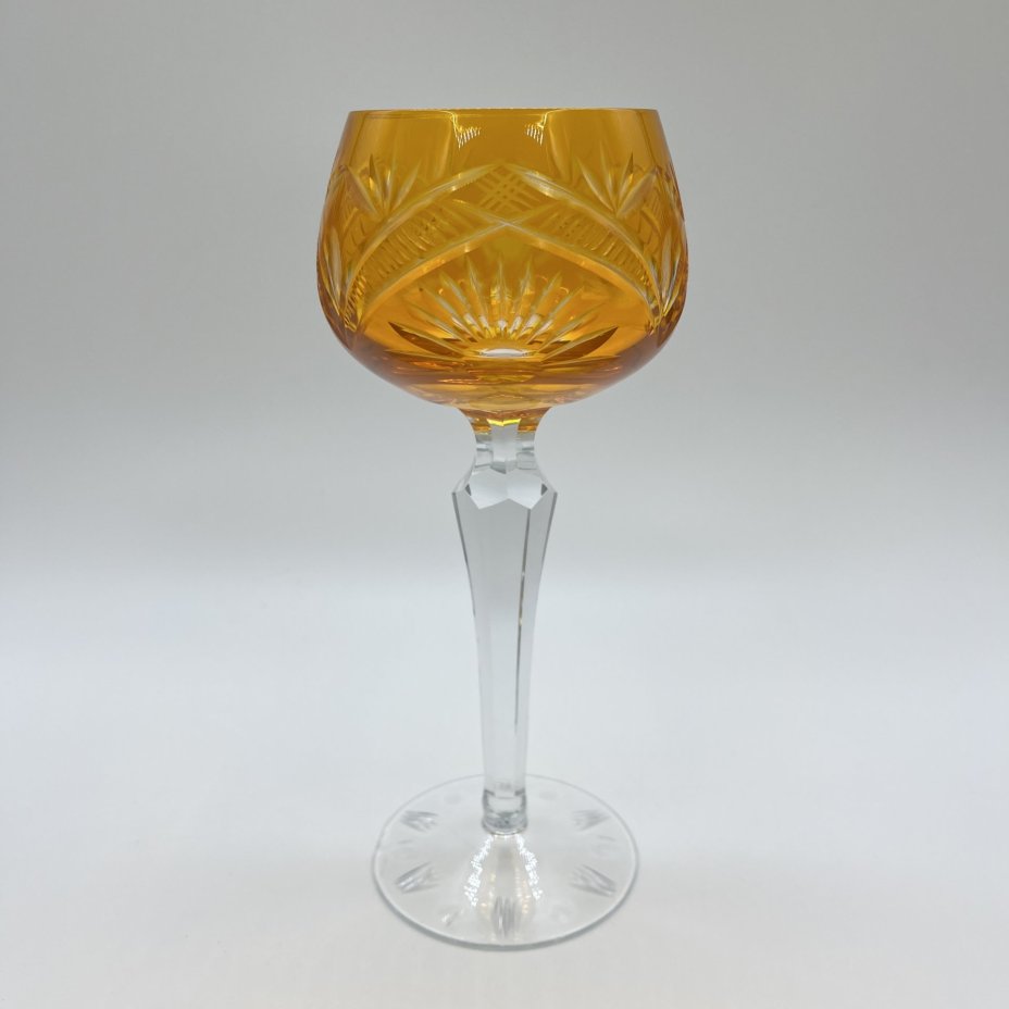 Бокал янтарного оттенка, хрусталь, алмазная грань, Германия, 1960-1990 гг.