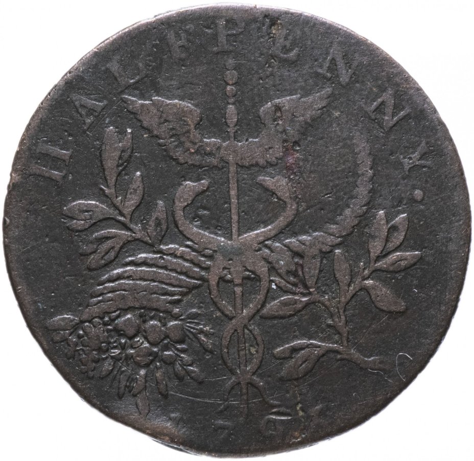 Великобритания 1/2 пенни (Half Penny) 1793 Исаак Ньютон (Isaac Newton)