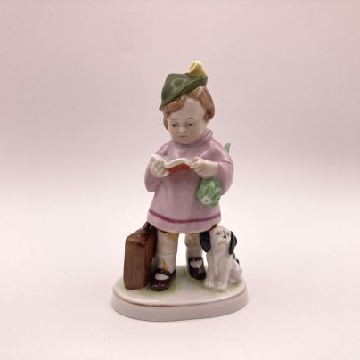 Статуэтка "Школьница с собакой", фарфор, роспись, Scheibe-Alsbach Porzellan, Германия, 1925-1972 гг.
