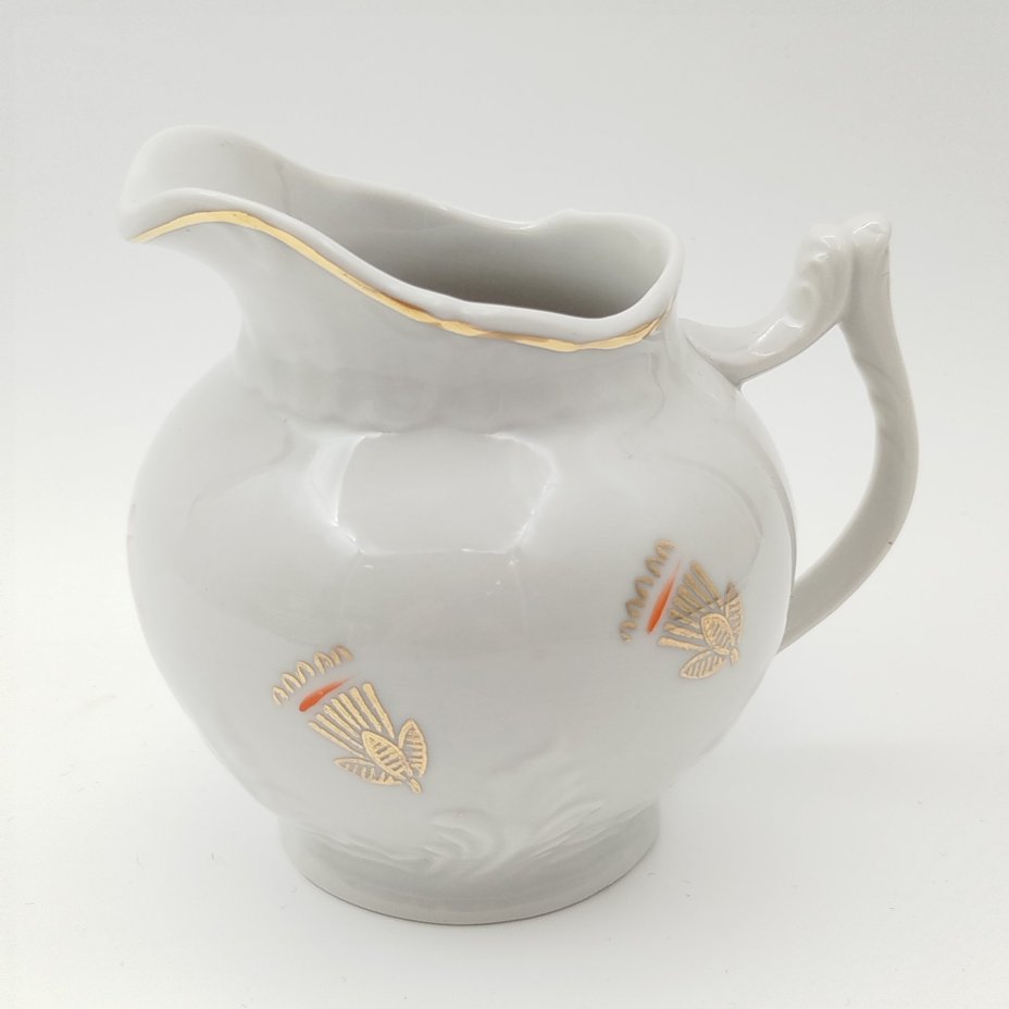 Молочник, фарфор, золочение, Дмитровский фарфоровый завод (ДФЗ Вербилки), СССР, 1954-1965 гг.