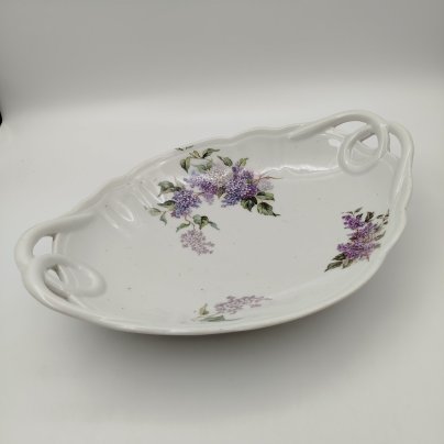 Блюдо (сухарница/фруктовница) "Сирень", фарфор, деколь, Россия, 1900-1930 гг.