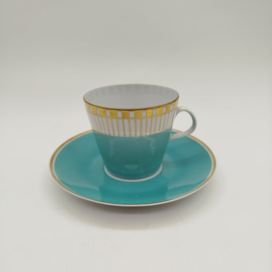 Пара чайная, фарфор, крытье, золочение, Lichte Porzellan (Лихте), ГДР, 1966-1985 гг.