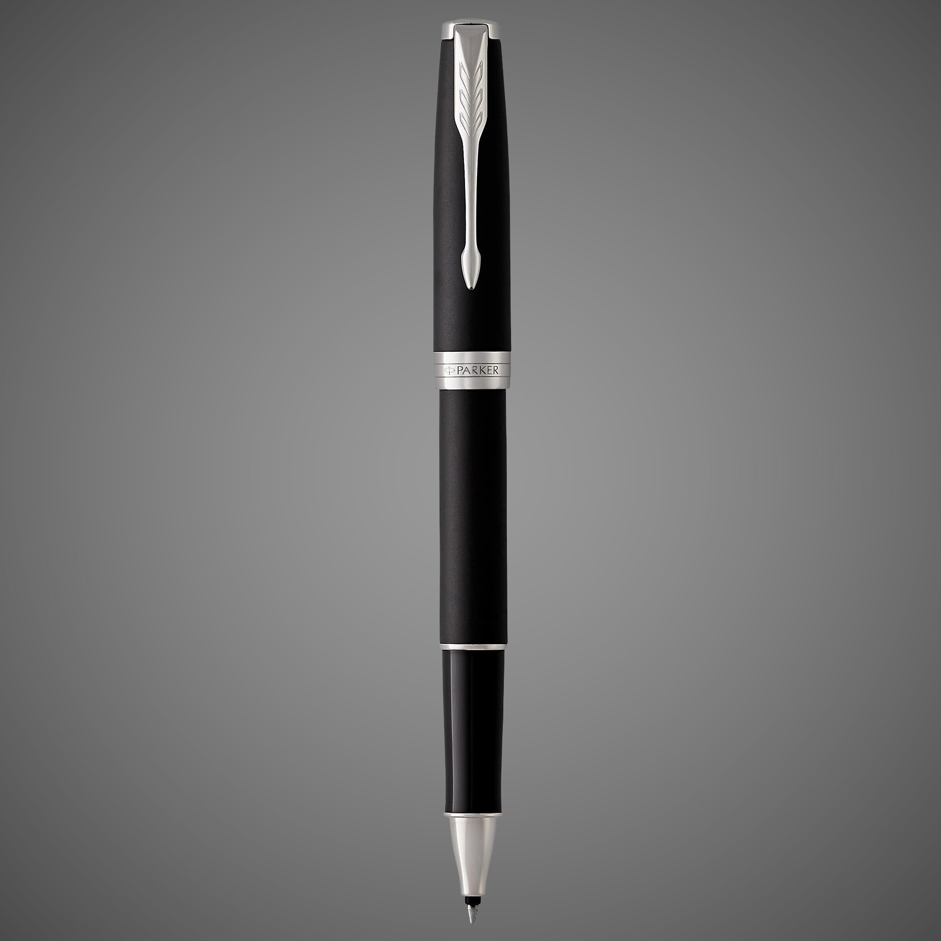 Ручка роллер Parker Sonnet Matte Black CT, стержень: F, цвет чернил: black, в подарочной упаковке, Лаки и смолы: лак, латунь, нержавеющая сталь, палладий, позолота, позолота