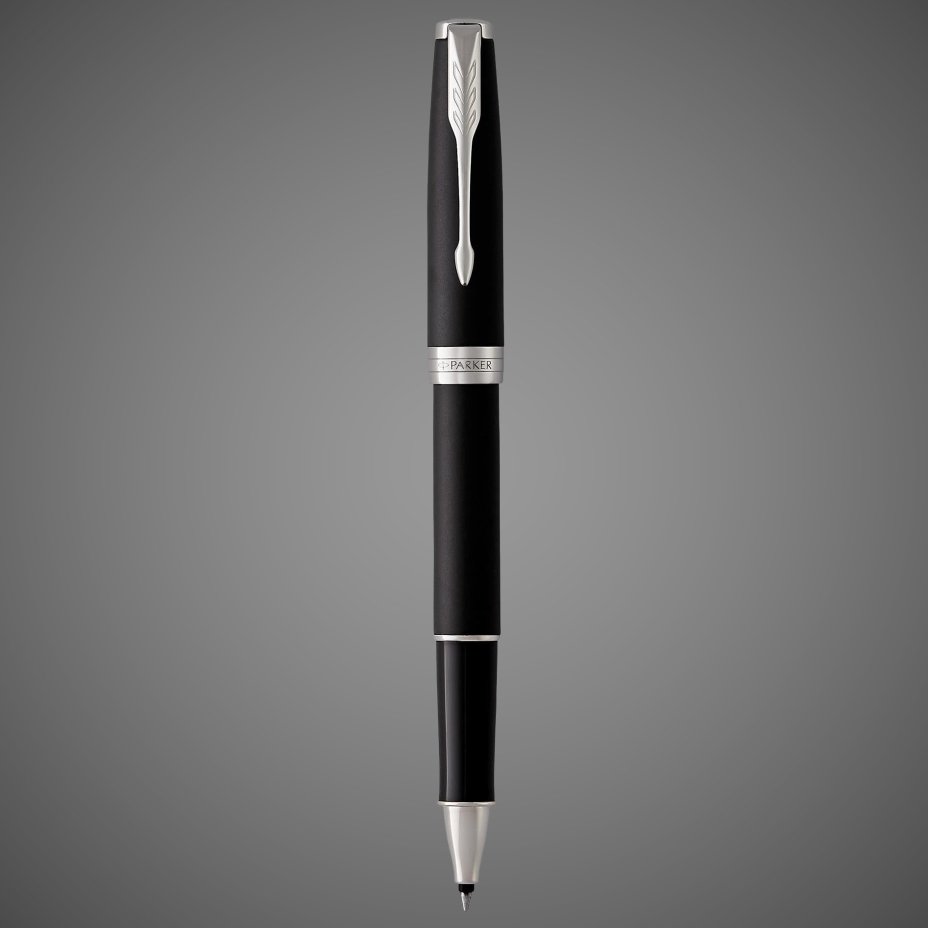 Ручка роллер Parker Sonnet Matte Black CT, стержень: F, цвет чернил: black, в подарочной упаковке, Лаки и смолы: лак, латунь, нержавеющая сталь, палладий, позолота, позолота