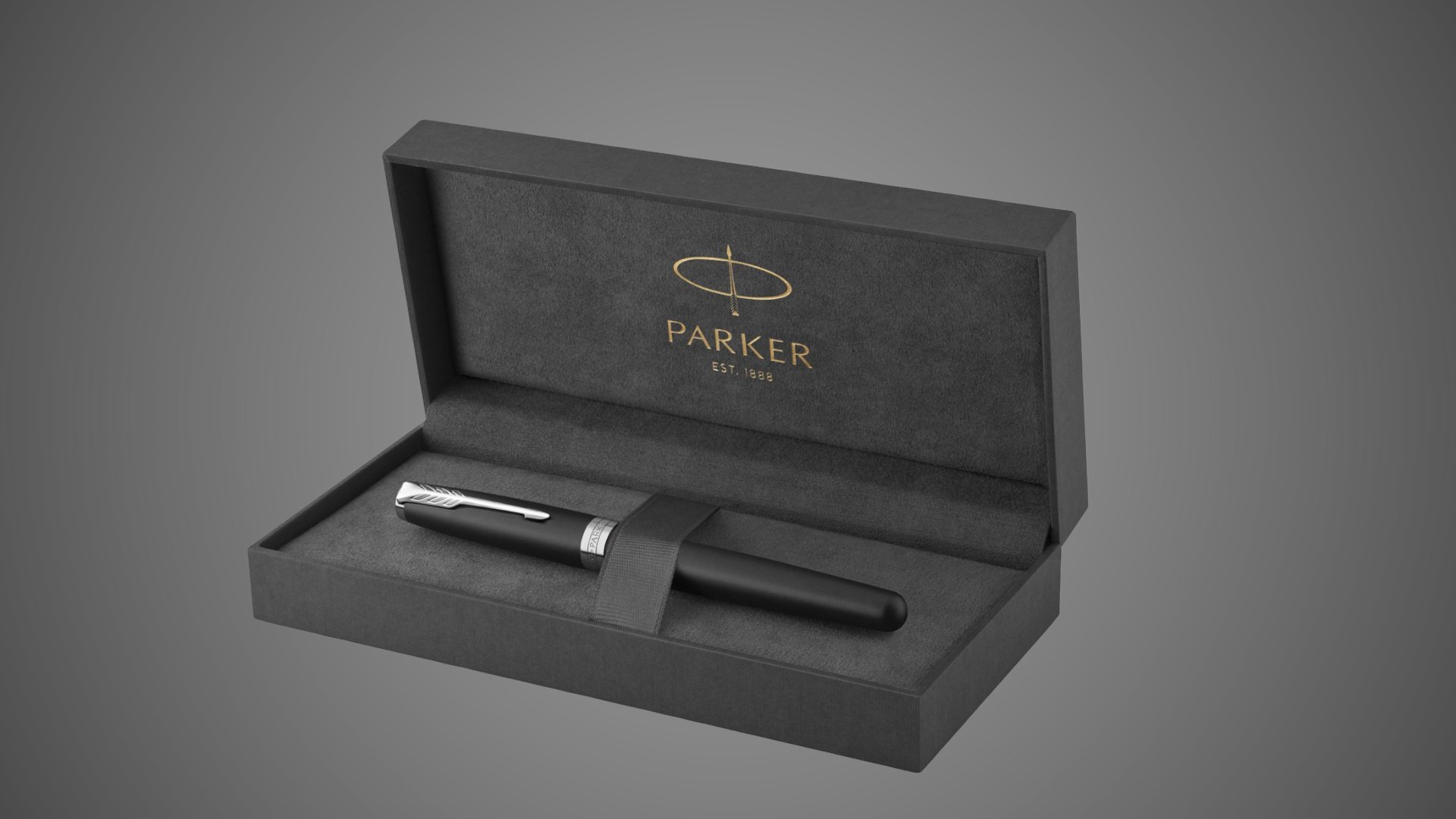 Ручка роллер Parker Sonnet Matte Black CT, стержень: F, цвет чернил: black, в подарочной упаковке, Лаки и смолы: лак, латунь, нержавеющая сталь, палладий, позолота, позолота