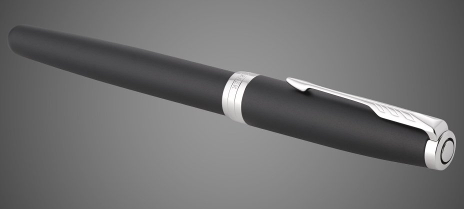 Ручка роллер Parker Sonnet Matte Black CT, стержень: F, цвет чернил: black, в подарочной упаковке, Лаки и смолы: лак, латунь, нержавеющая сталь, палладий, позолота, позолота