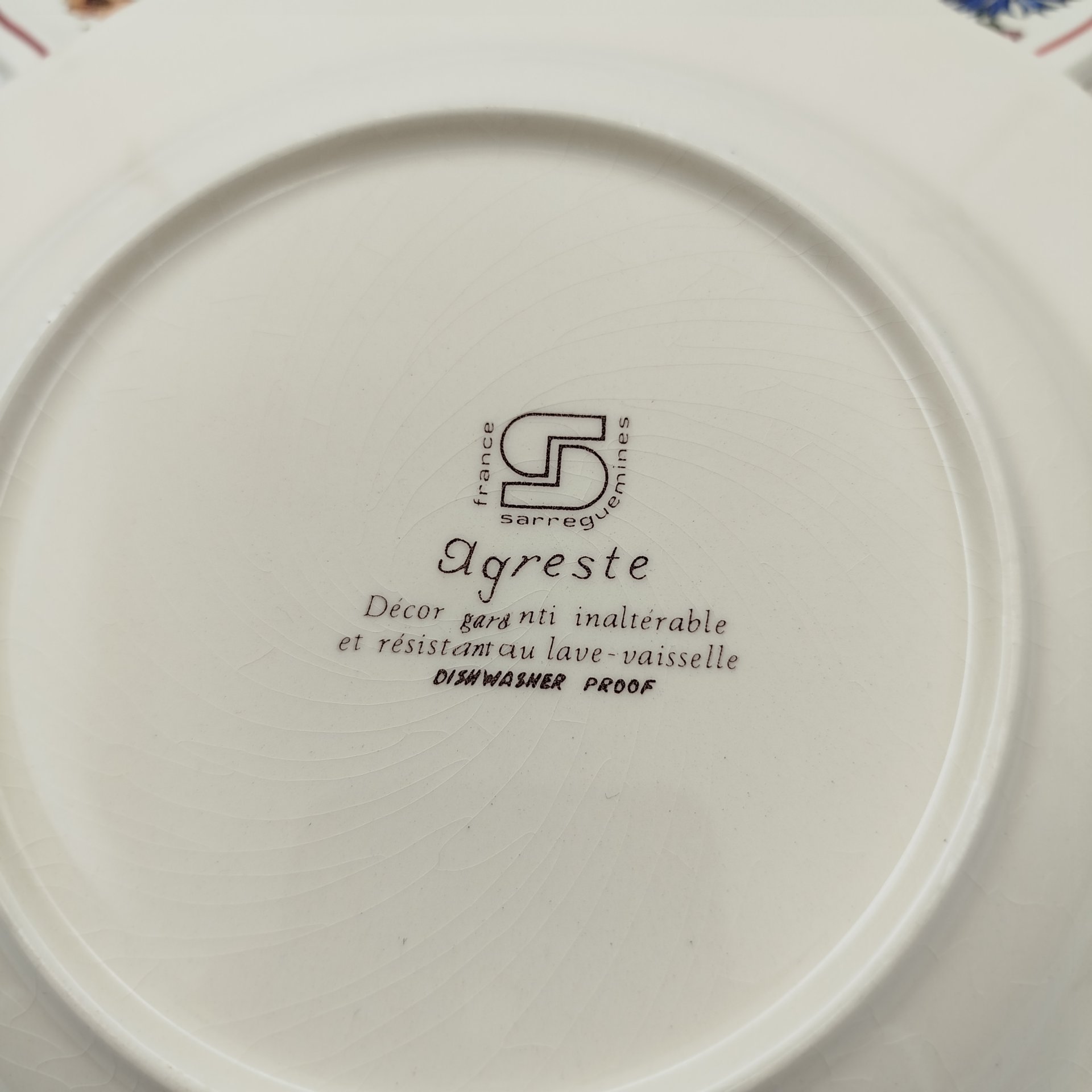 Набор суповых (глубоких) тарелок с цветочным декором на 4 персоны, фаянс, деколь, Sarreguemines (Саргемин), Франция, 1980-2000 гг.