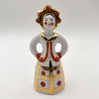 Статуэтка "Матрешка-невеста", фарфор, роспись, золочение, Дулевский фарфоровый завод (Дулёво), СССР, 1968-1991 гг.