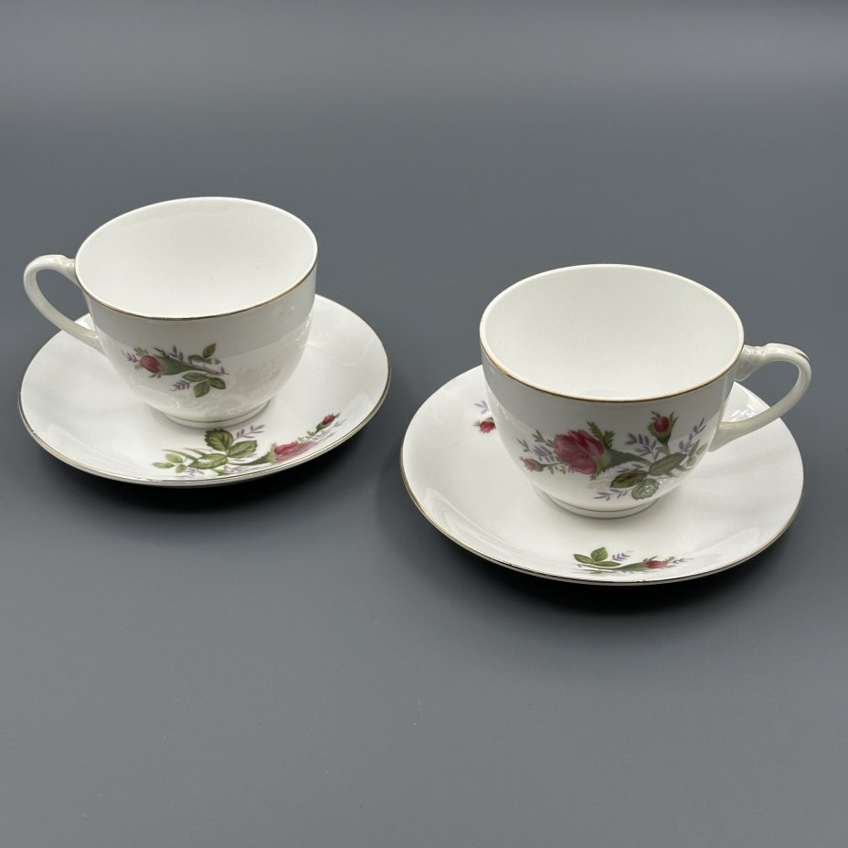 Набор из 2 кофейных пар , украшенных цветочным декором Tietsin Porcelain, Китай
