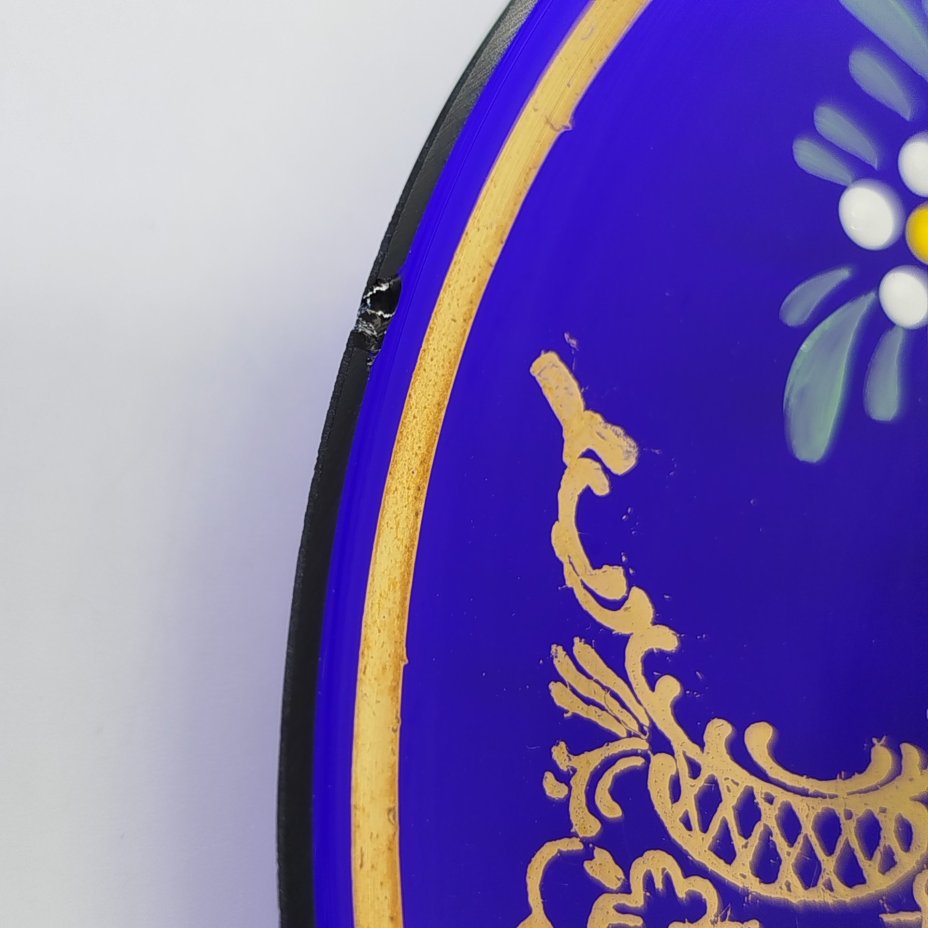 Чайная пара синего оттенка, украшенная растительным декором, Bohemia Crystal (Bohemia Glass)