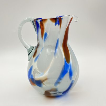 Кувшин с декором виде цветных полос, цветное стекло, гутная технка, СССР, 1970-1980 гг.