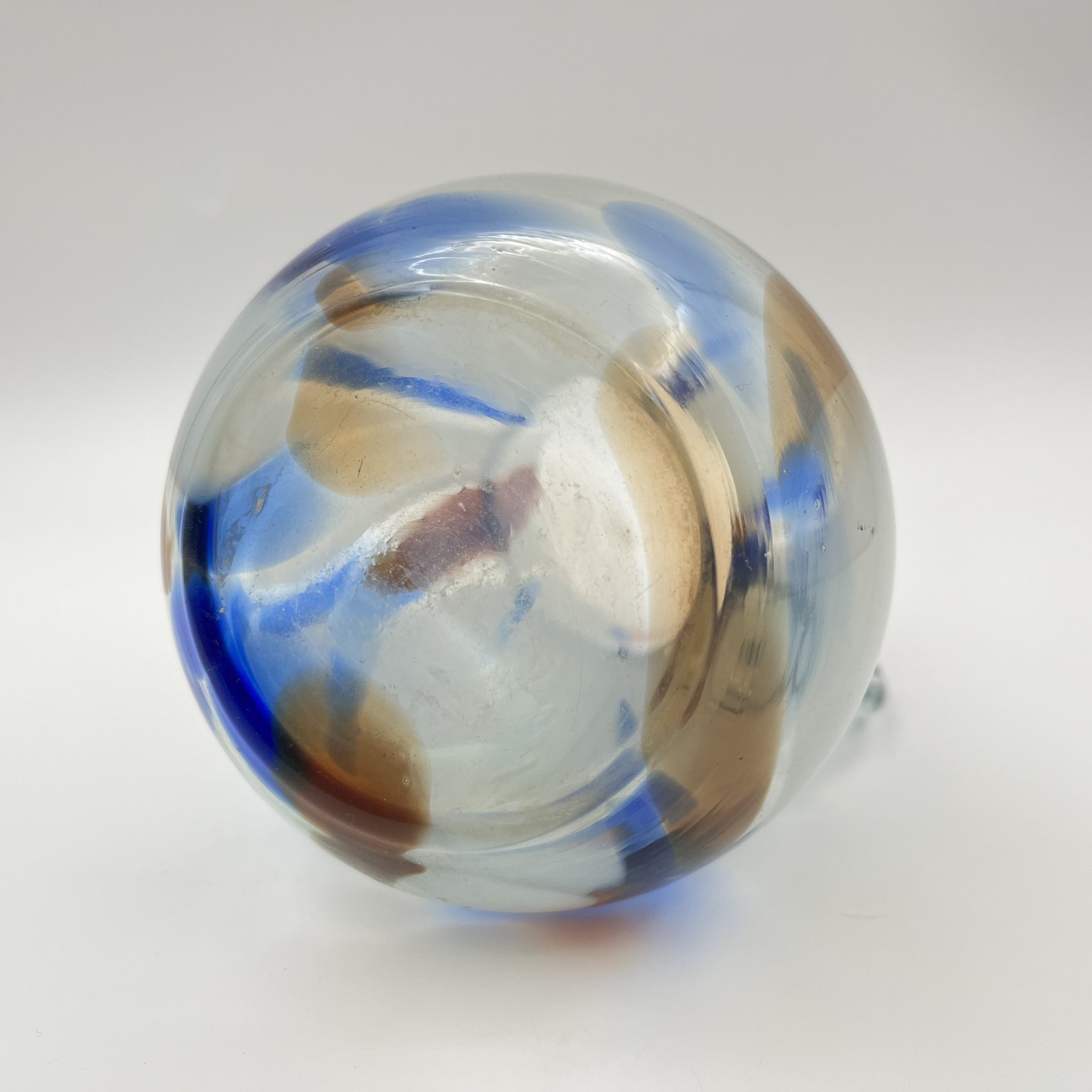 Кувшин с декором виде цветных полос, цветное стекло, гутная технка, СССР, 1970-1980 гг.