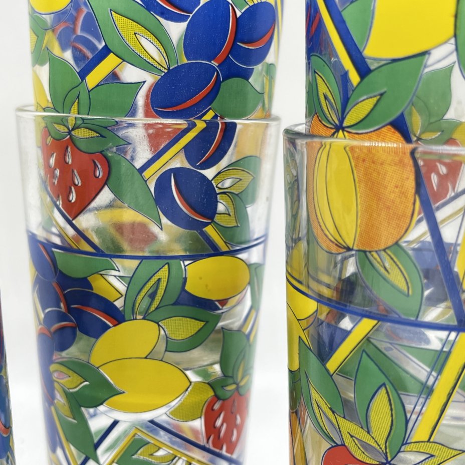 Набор из кувшина и 4 стаканов для сока с фруктовым декором, Wanda