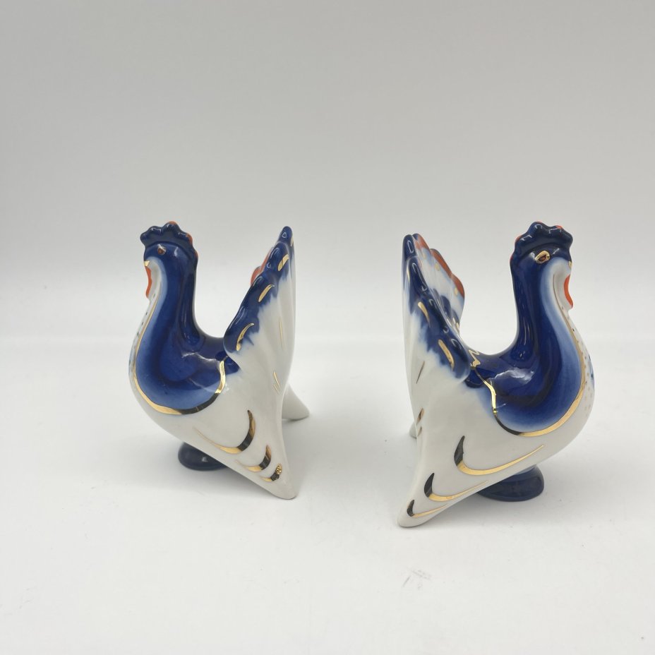 Пара солонок "Индюк", скульптор М.Н. Мох, фарфор, роспись, золочение, Ленинградский фарфоровый завод (ЛФЗ), СССР, 1970-1986 гг.