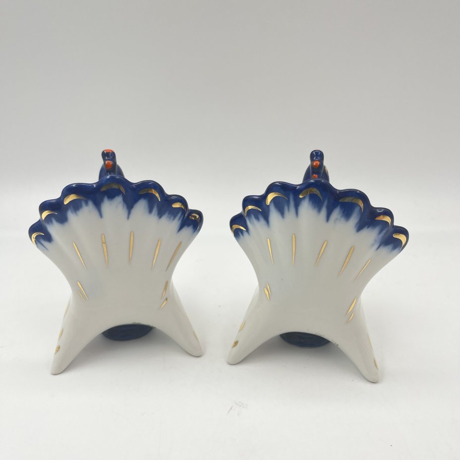 Пара солонок "Индюк", скульптор М.Н. Мох, фарфор, роспись, золочение, Ленинградский фарфоровый завод (ЛФЗ), СССР, 1970-1986 гг.