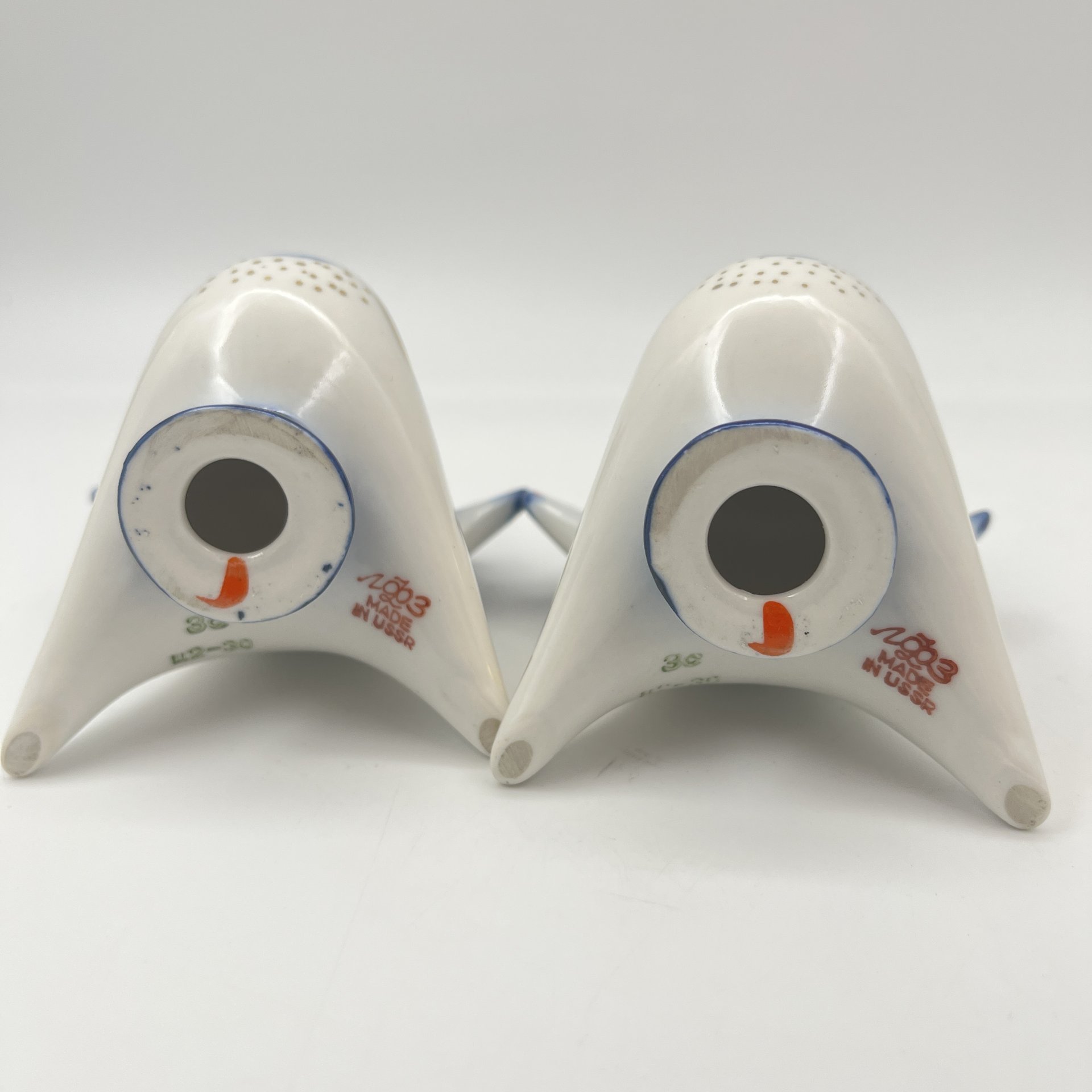 Пара солонок "Индюк", скульптор М.Н. Мох, фарфор, роспись, золочение, Ленинградский фарфоровый завод (ЛФЗ), СССР, 1970-1986 гг.