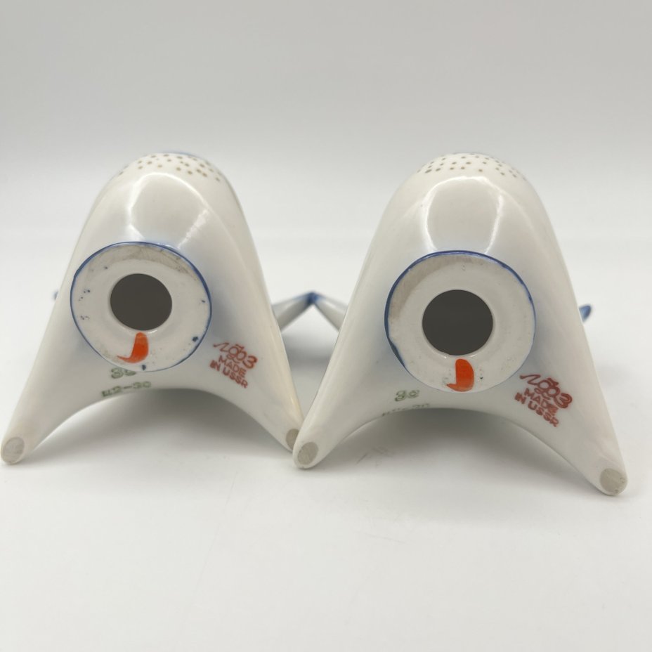 Пара солонок "Индюк", скульптор М.Н. Мох, фарфор, роспись, золочение, Ленинградский фарфоровый завод (ЛФЗ), СССР, 1970-1986 гг.