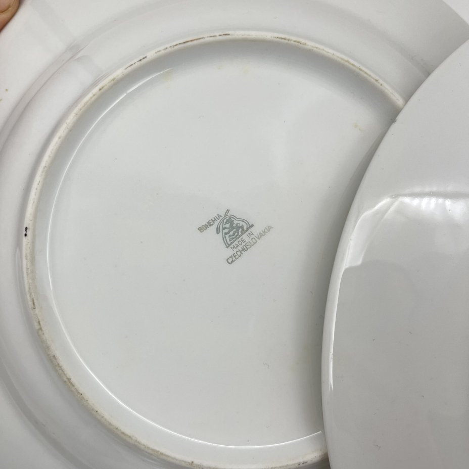 Набор из четырех суповых тарелок с цветочным декором, фарфор, деколь, золочение, Bohemia (Neurohlau), Чехословакия, 1970-1990 гг.