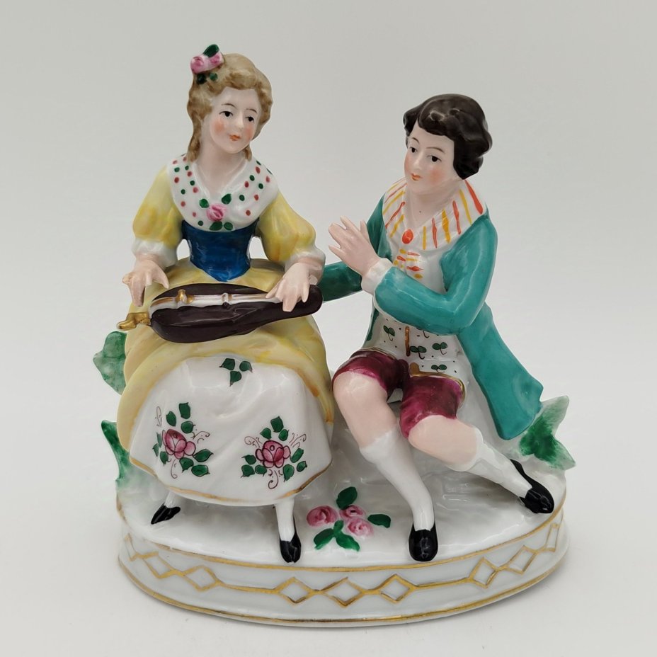 Статуэтка "Музицирование" ("Галантная сцена"), Reichmannsdorf Porcelain, фарфор, роспись, золочение, Германия, 1950-1972 гг.