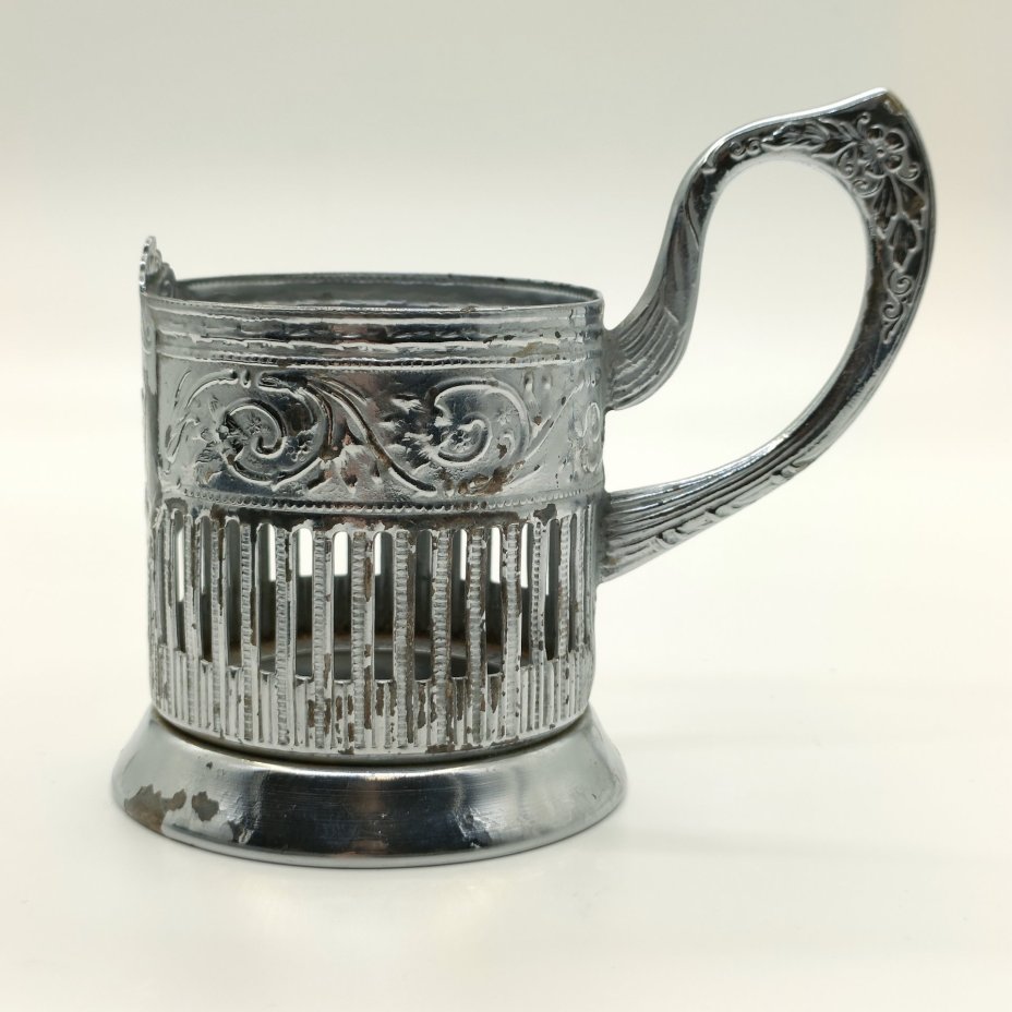 Подстаканник "40 лет Октябрьской революции", мельхиор (медь-никель), штамповка, серебрение, Кольчугинский завод цветных металлов, СССР, 1957-1962 гг.