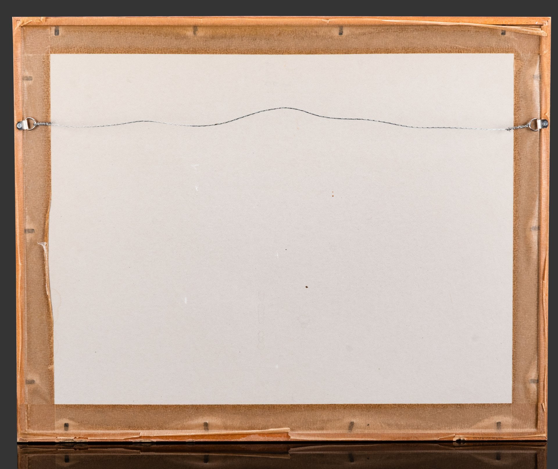 Картина "Зимний пейзаж со стогом сена" (название условное), оформленная в паспарту и раму, неизвестный художник, бумага, акварель, СССР, 1960-1980 гг.