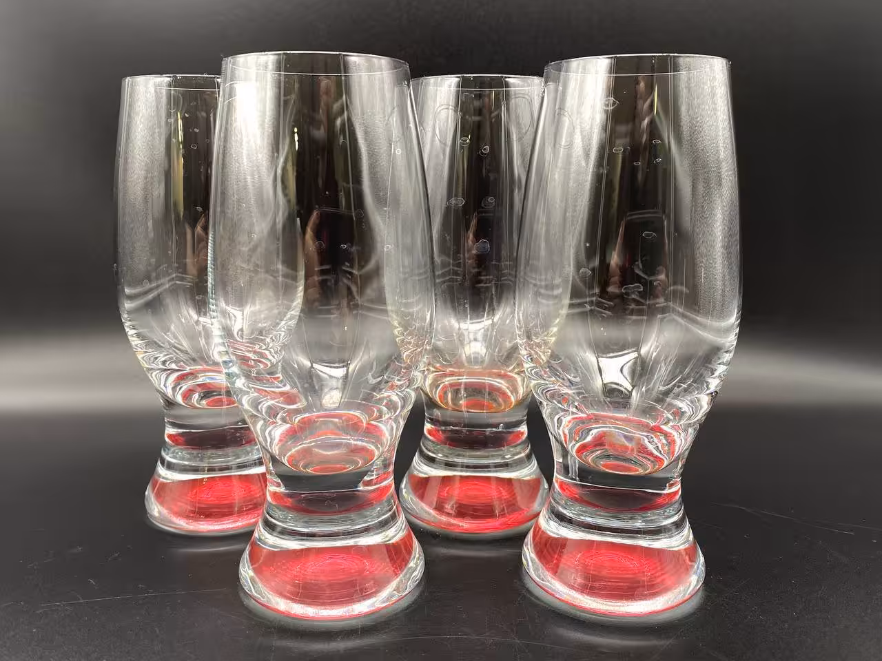 Набор стаканов "Gina" на 4 персоны, цветное стекло, Bohemia Crystal (Bohemia Glass), Чехия, 1970-1990 гг., Bohemia Crystal (Bohemia Glass)