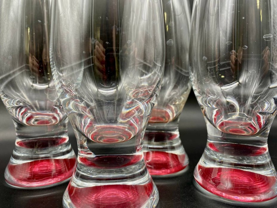 Набор стаканов "Gina" на 4 персоны, цветное стекло, Bohemia Crystal (Bohemia Glass), Чехия, 1970-1990 гг., Bohemia Crystal (Bohemia Glass)