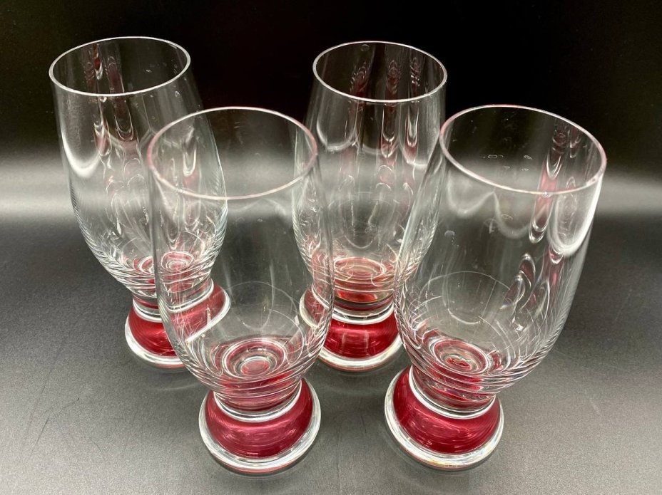 Набор стаканов "Gina" на 4 персоны, цветное стекло, Bohemia Crystal (Bohemia Glass), Чехия, 1970-1990 гг., Bohemia Crystal (Bohemia Glass)