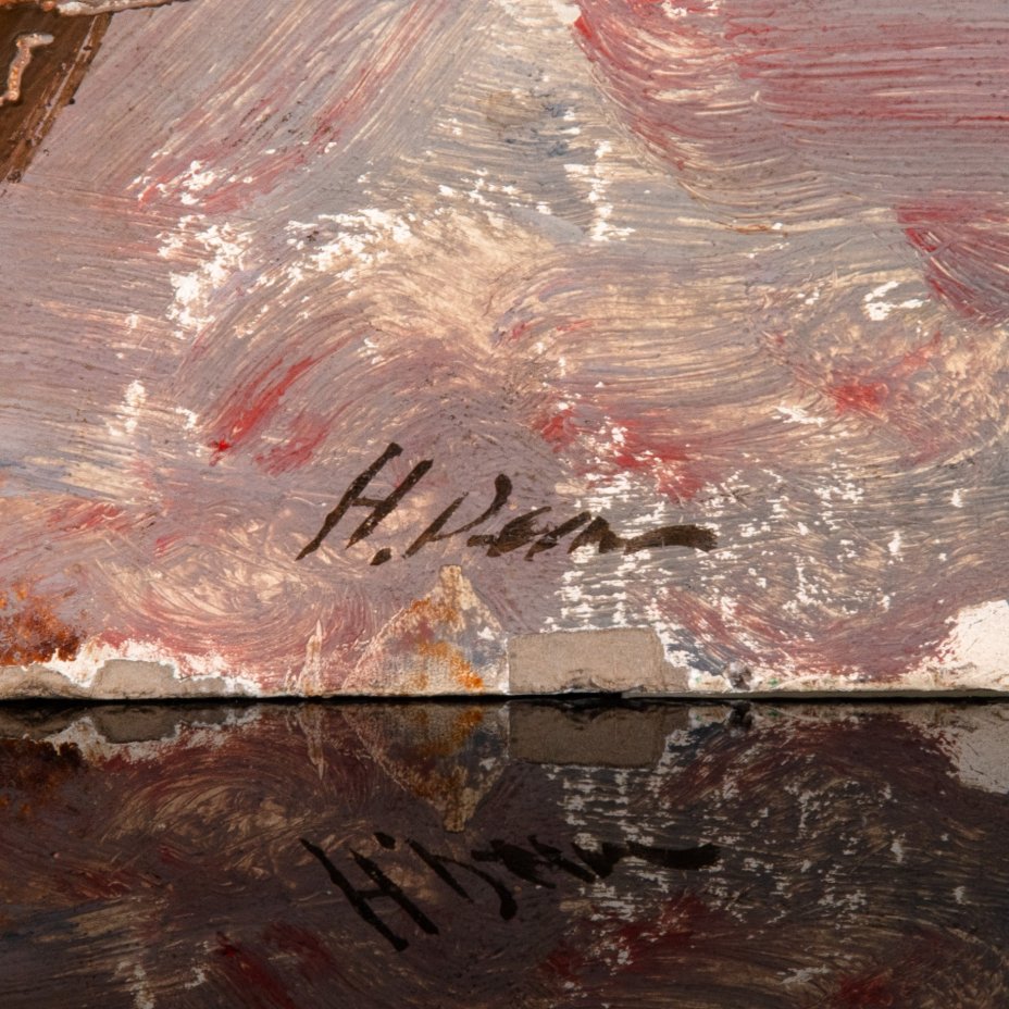 Картина "Зимняя веранда", художник Репин Николай Никитович (1932-2023 гг.), картон, масло, СССР, 1976 г.