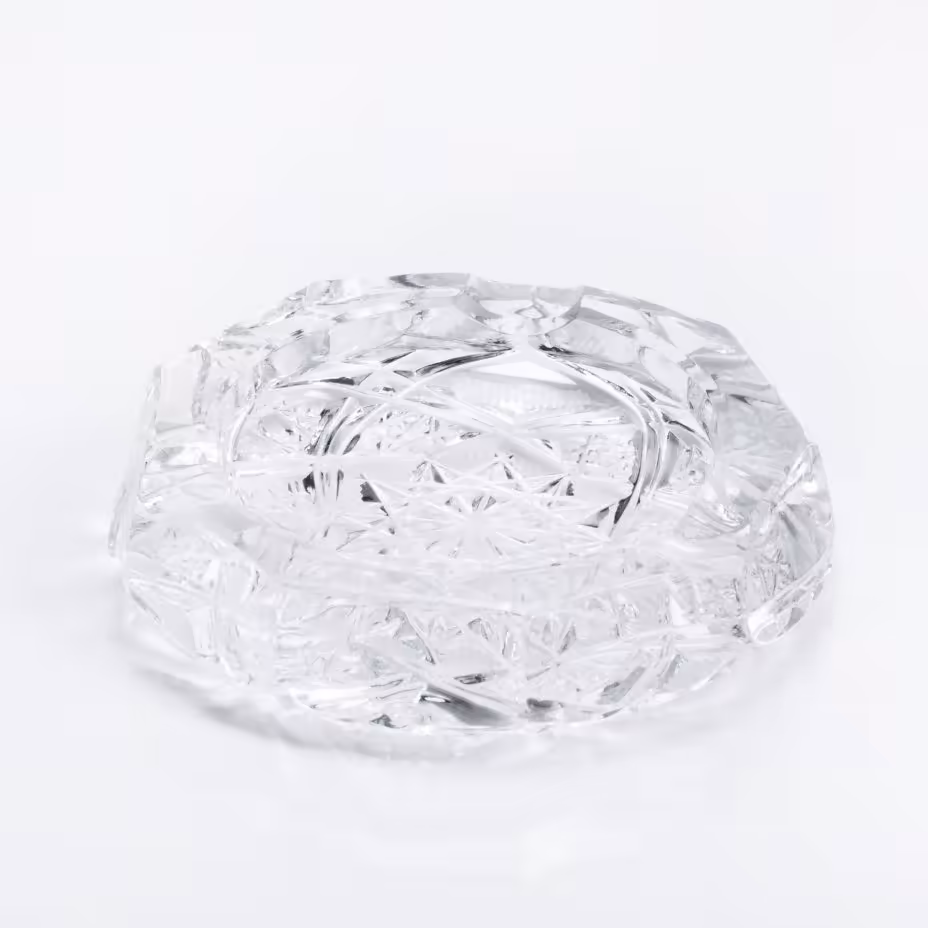Пепельница с рельефным геометрическим декором, стекло, СССР, 1970-1990 гг.