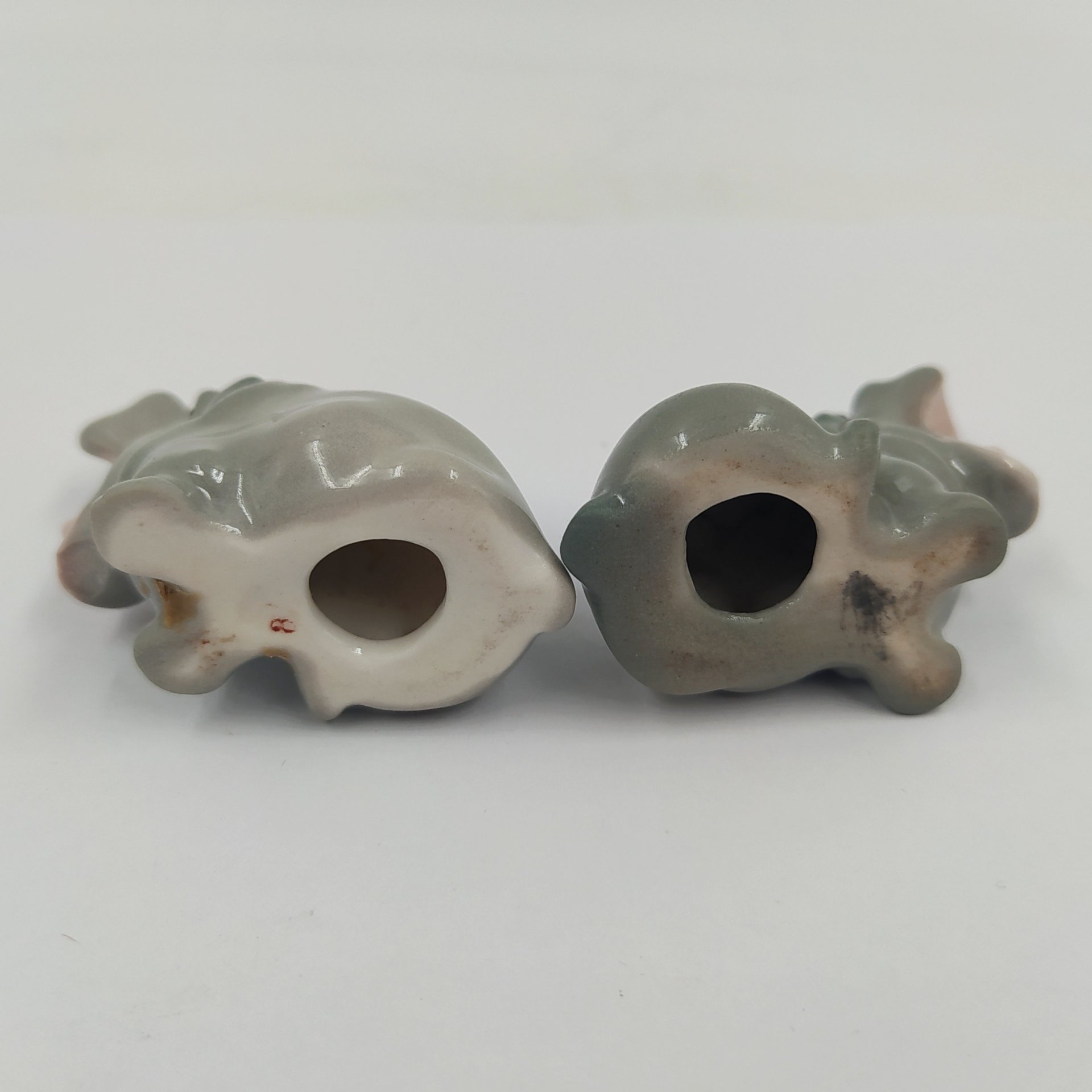 Статуэтки парные "Бегемотики", фарфор, роспись, Ленинградский фарфоровый завод (ЛФЗ), СССР, 1970-1990 гг.