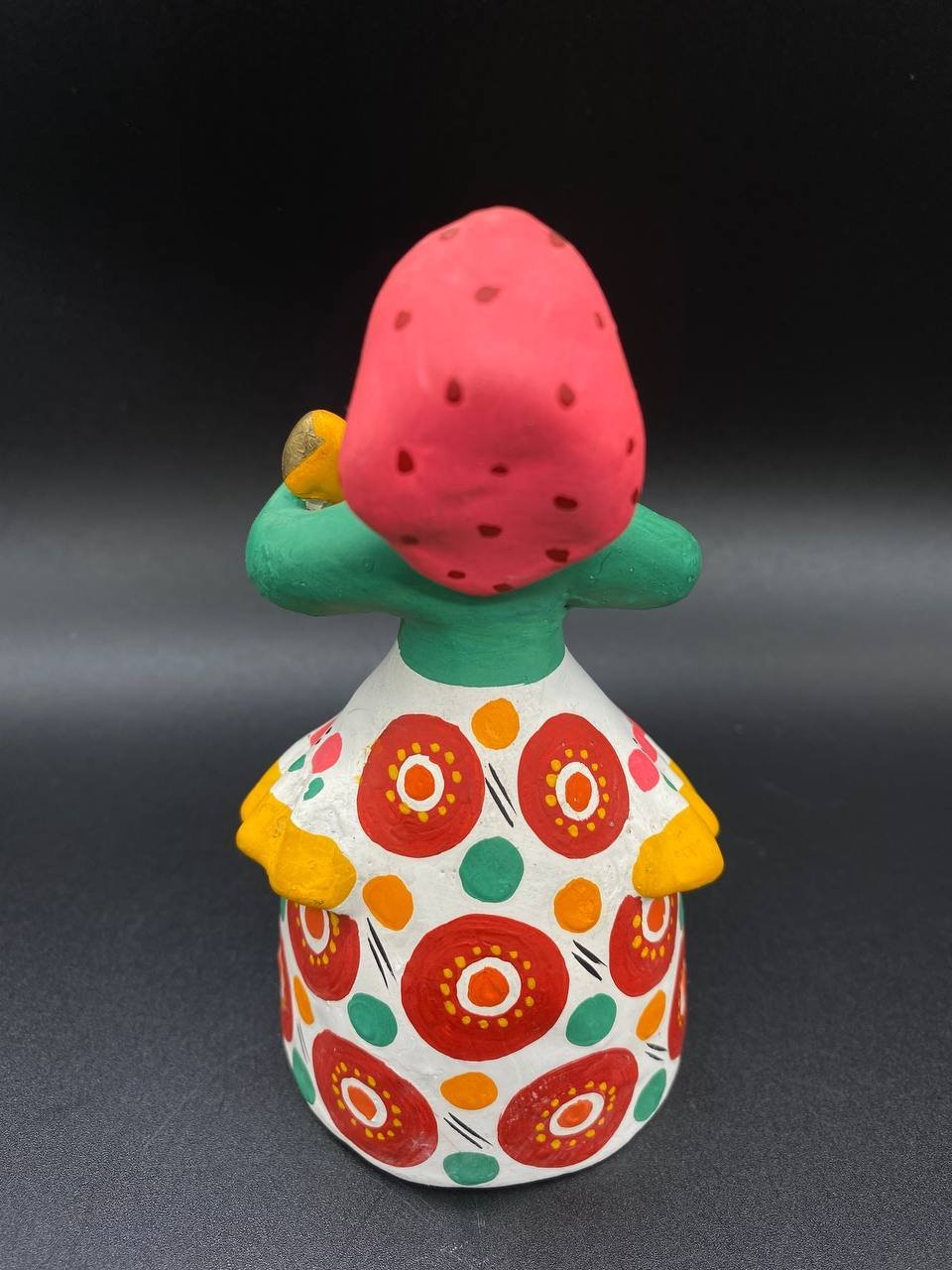 Игрушка "Баба с балалайкой", глина, лепка, роспись, Дымковская игрушка