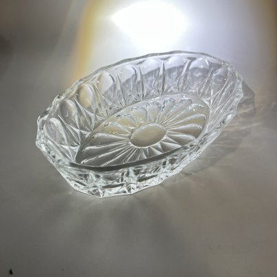 Салатник овальной формы с геометрическим декором, стекло, СССР, 1960-1990 гг.