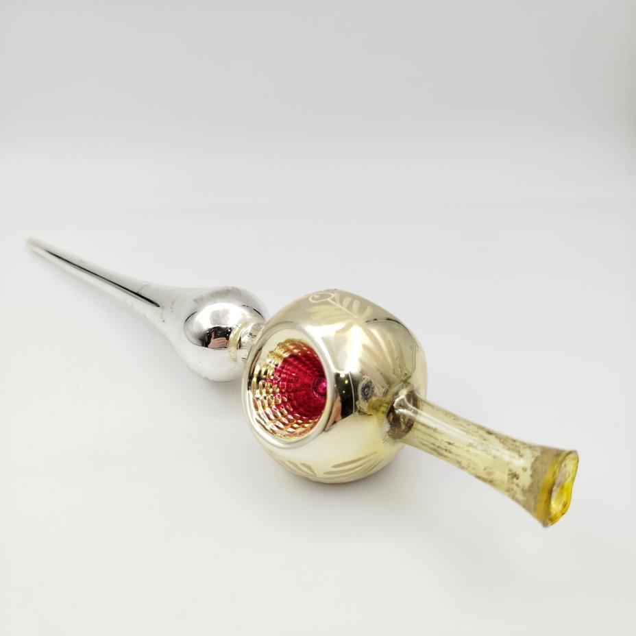 Навершие на ёлку (макушка) в виде фонарика, стекло, краска, СССР, 1960-1990 гг.