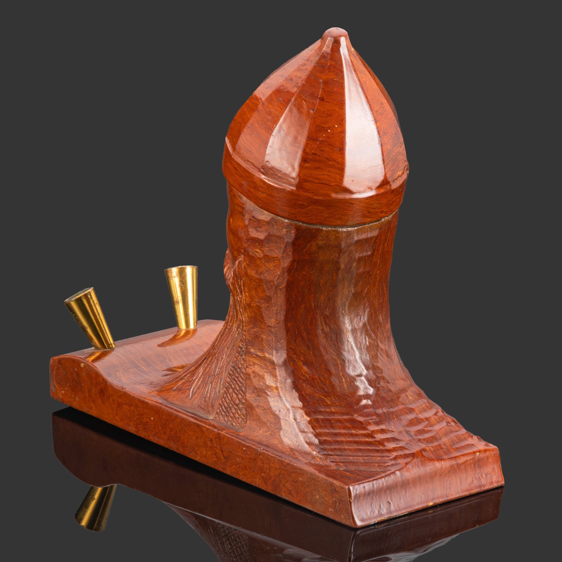 Подставка под ручки с фигурой "Богатыря" (Витязя), бакелит, латунь, СССР, 1940-1960 гг.