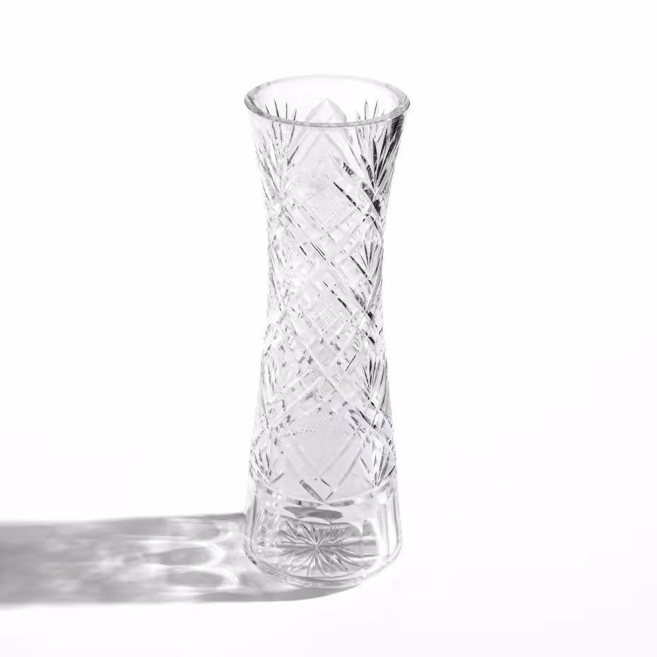 Ваза для цветов с рельефным декором, алмазная грань