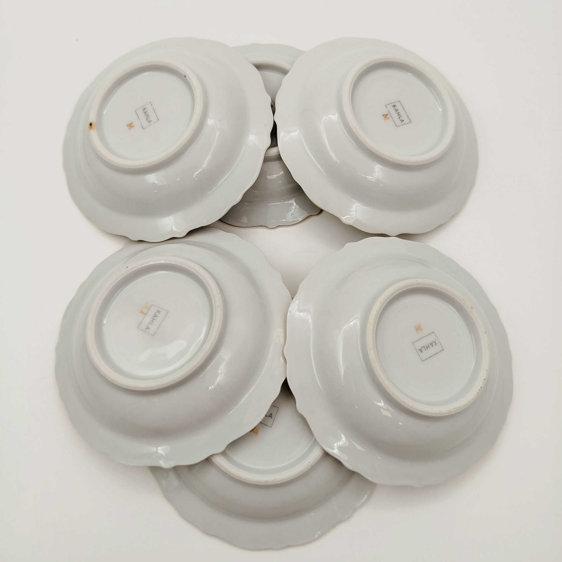 Набор из 6-ти розеток с цветочныцм декором, фарфор, деколь, золочение, Kahla, Германия, 1937-1956 гг.