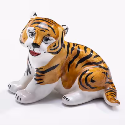 Статуэтка "Тигр", фаянс, роспись, Китай, 1980-1990 гг., Китай