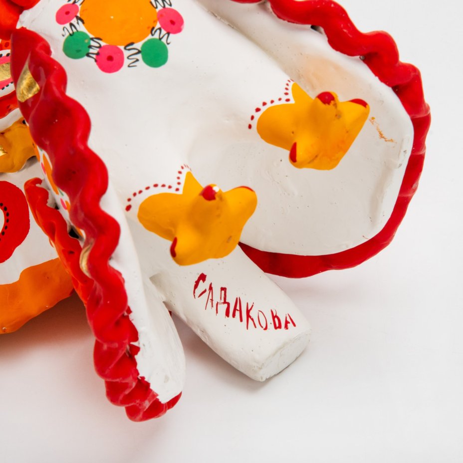Игрушка дымковская "Индюк", автор росписи Садакова, Дымковская игрушка
