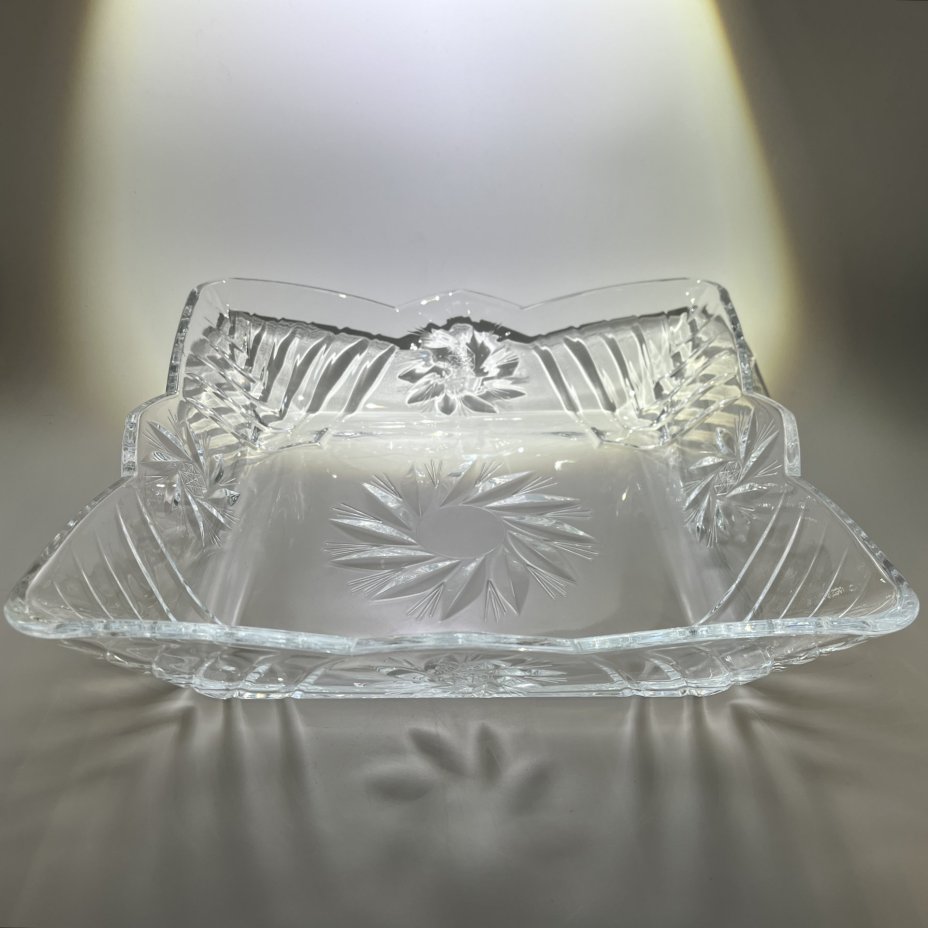 Большая фруктовница с цветочным декором, стекло, Россия, 2000-2010 гг.